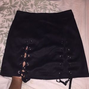 lace up mini skirt